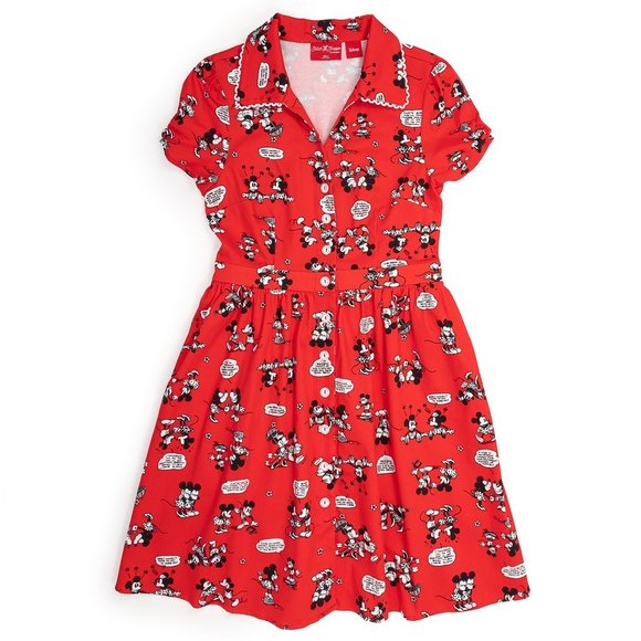 Loungefly Dresses & Skirts - Stitch Shoppe by Loungefly Disney Mickey & Minnie Red Comic Strip Diner Dress